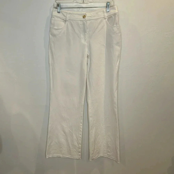 ST JOHN COLLECTION WHITE STRAIGHT LEG CROP RAW HEM SPORT PANT - Picture 1 of 7